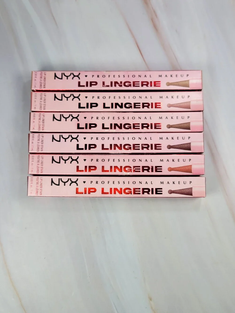 6 Piece NYX Lip Lingerie Lip Liner Stain Bundle BNIB